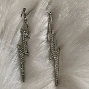 Vintage Rhinestone Lightning Bolt Earrings
